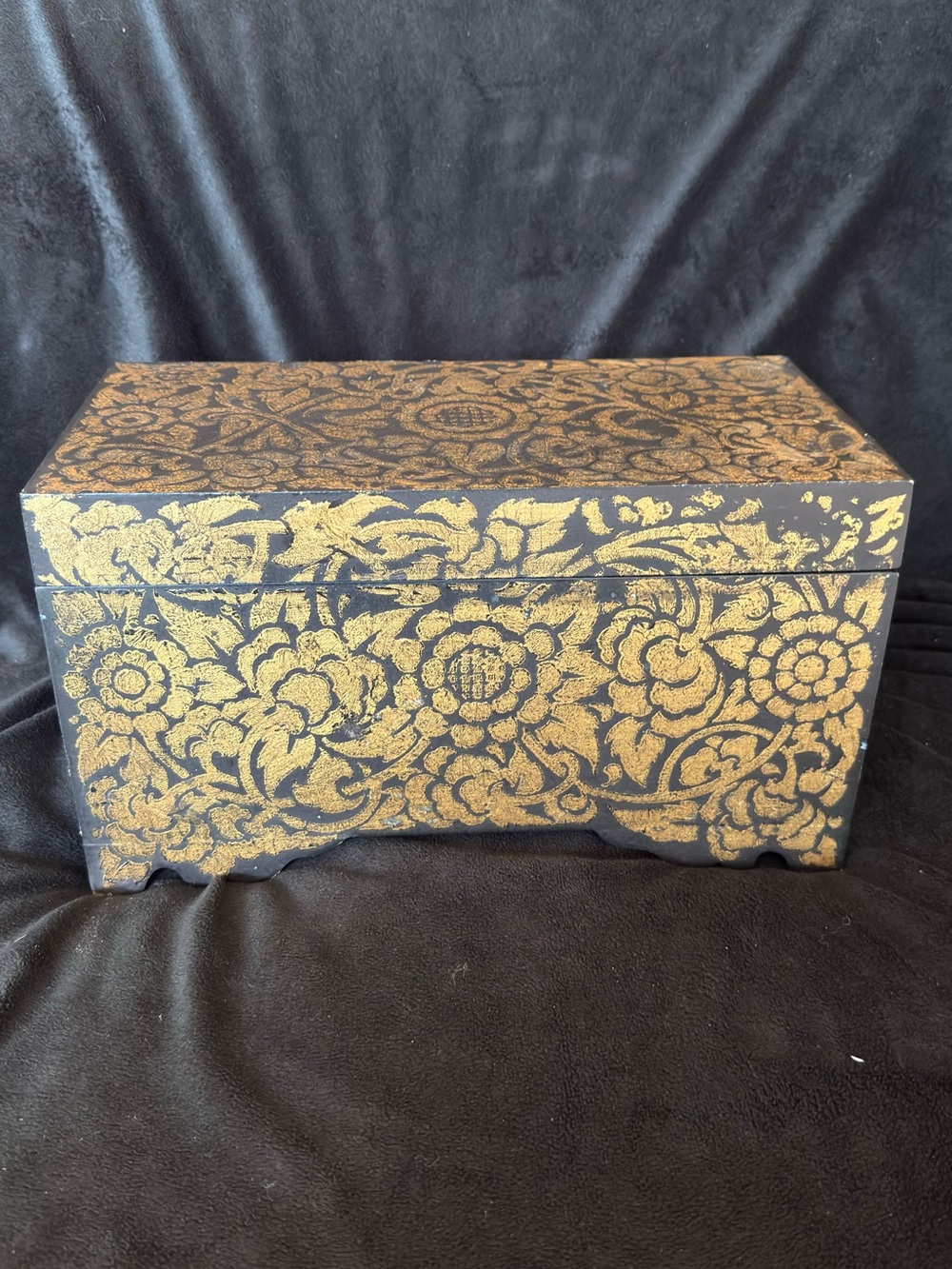 Gold Black Floral Jewelry Box - Elegant Vanity Organizer - Picture 7 of 7